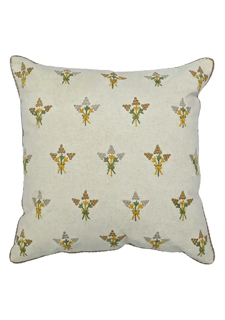 Artisan Surface Floral Textured Cotton Decorative Cushion Cover