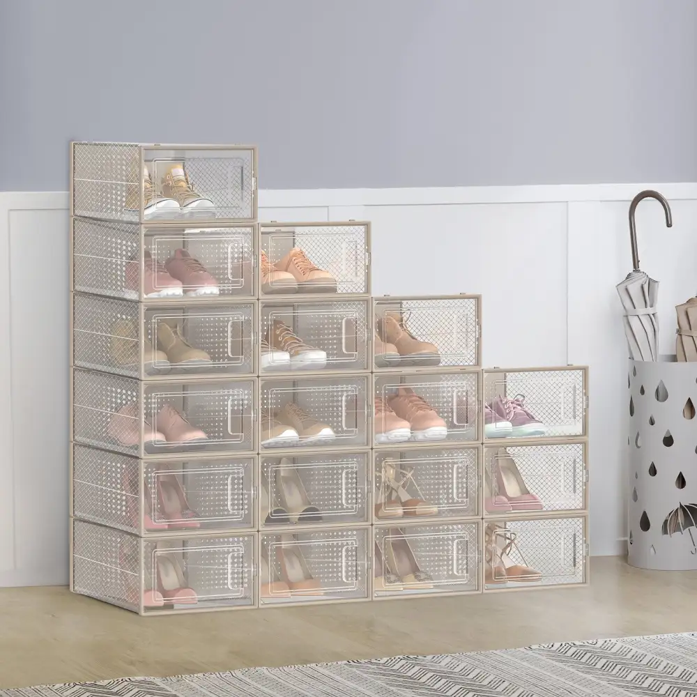 Modern Stackable Front Opening Space Saving Shoe Storage Box