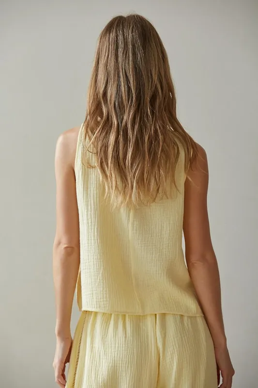 Cotton Blend Woven Relaxed Top