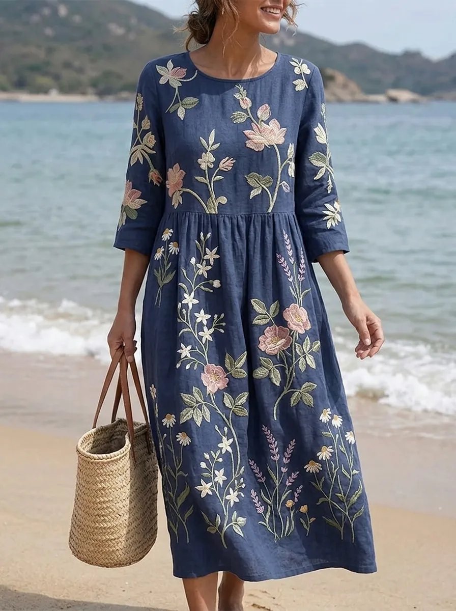 Women's Boho Floral Botanical Embroidered Printed Jumpsuit