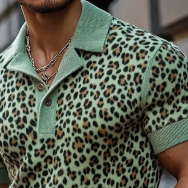 Easy Collar Leopard Print Polo