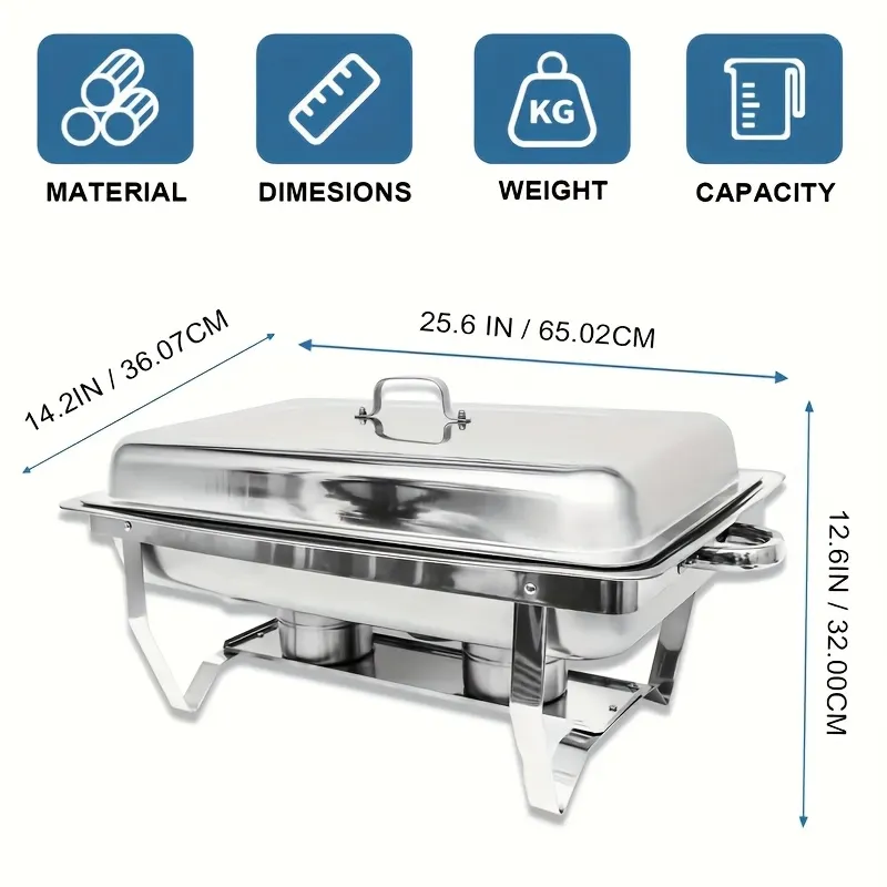 Stainless Steel Chafing Dish with Lid, Buffet Server for Keeping Food Warm