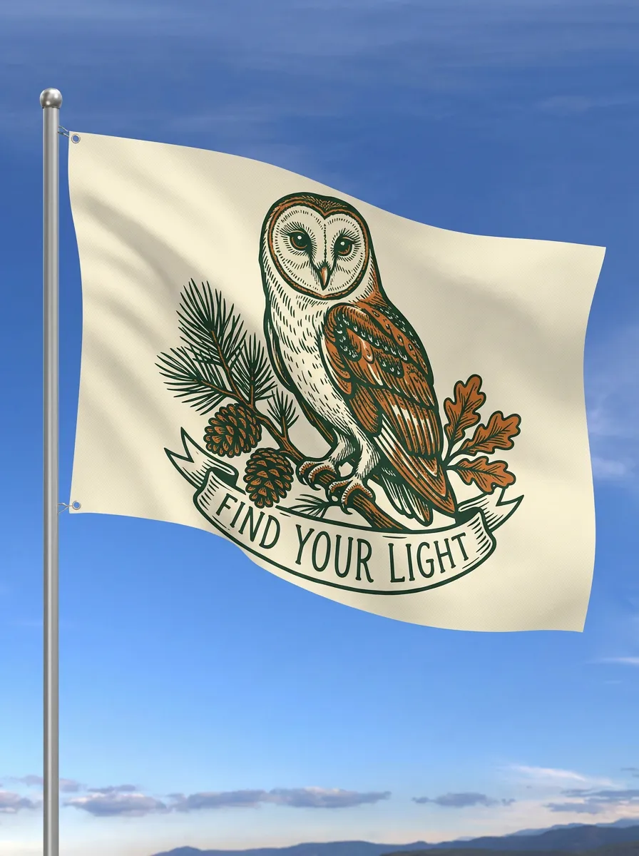 Find Your Light Barn Owl Flag