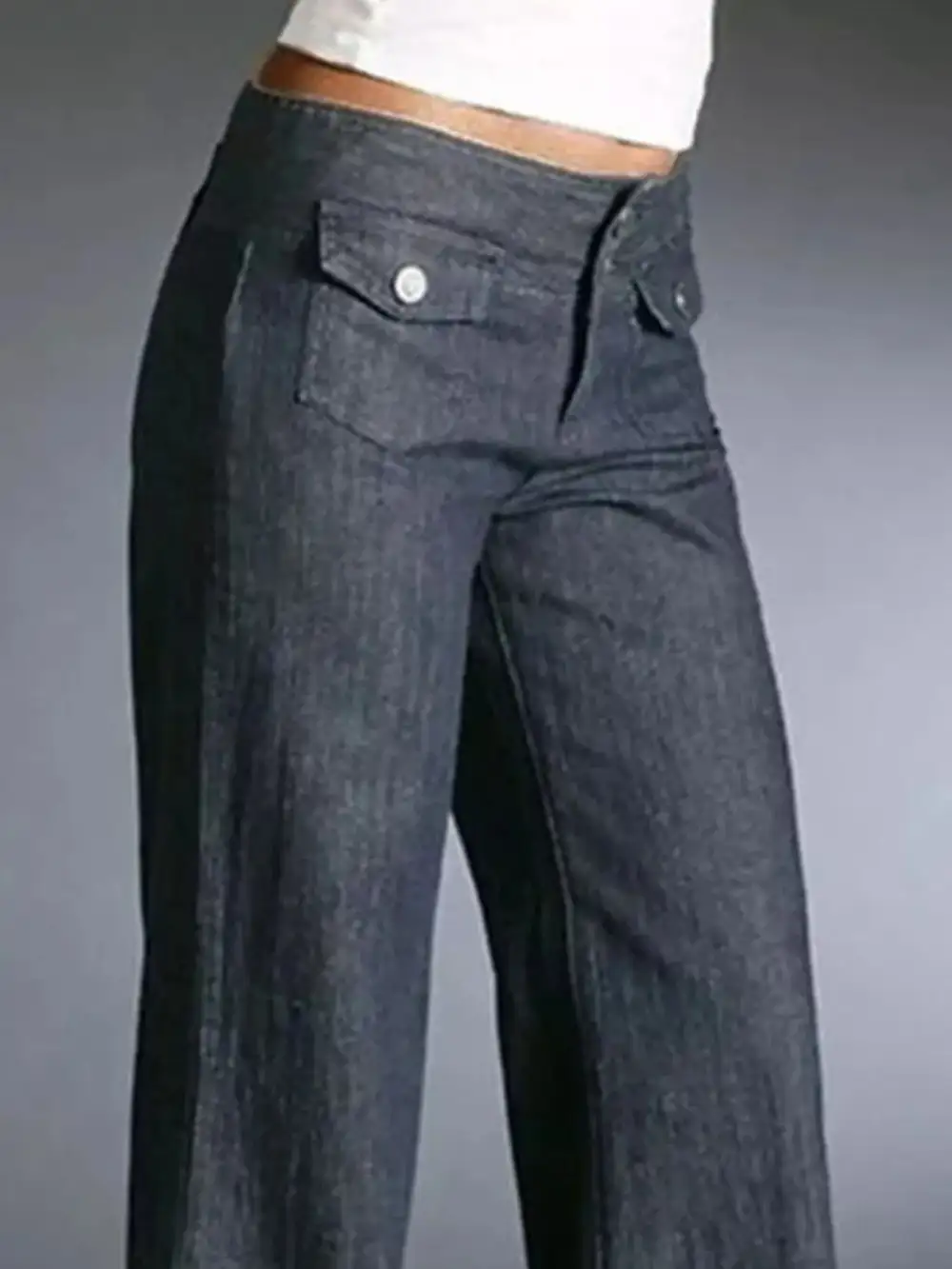 Subtle Texture Classic Shape Denim Jeans