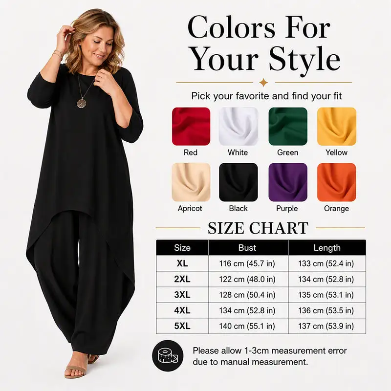 Women's Chic Asymmetrical Top & Wide-Leg Pants Set