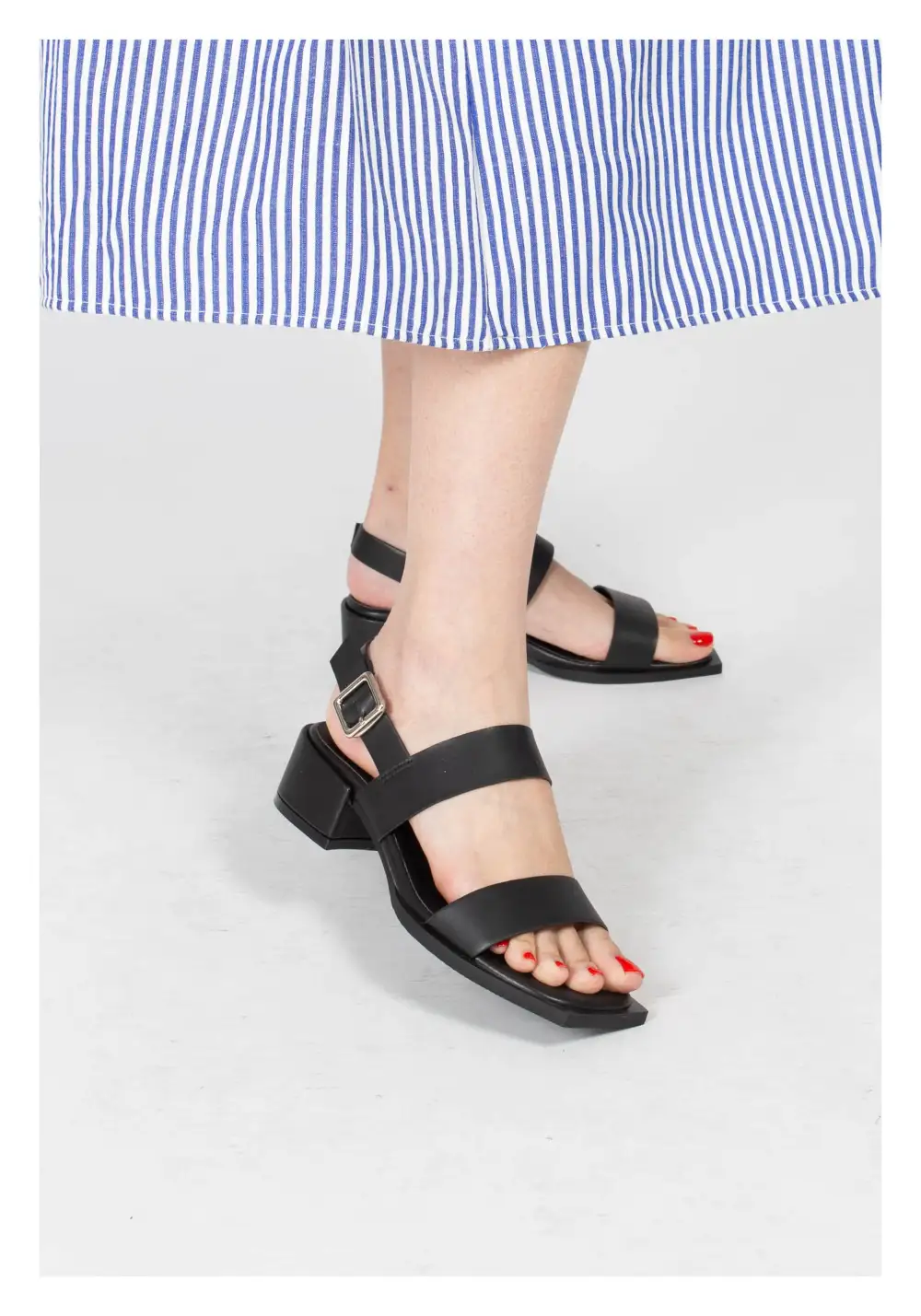 Streamlined Faux Leather Heeled Sandals
