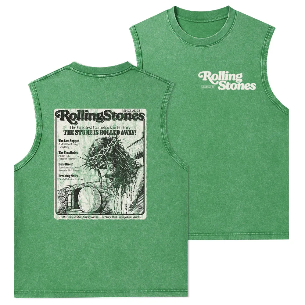 The Stone Was Rolled Away Resurrection Christian Washed Tank Top