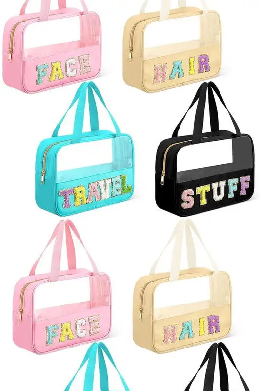 Clear Travel Bag With Chenille Letters