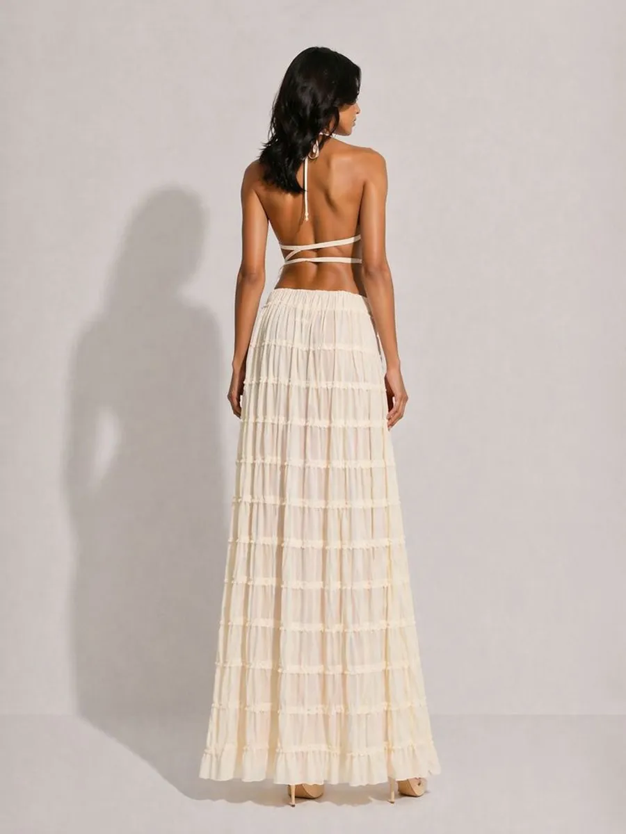 Anouk Two-Piece Pleated Chiffon Maxi Skirt Set