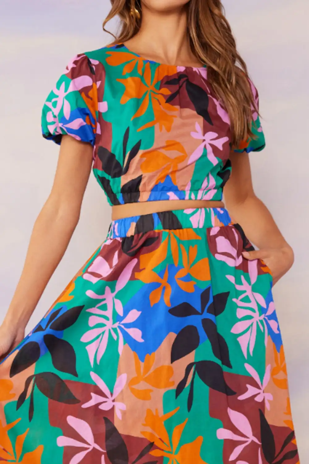 Floral Cropped Resort Top