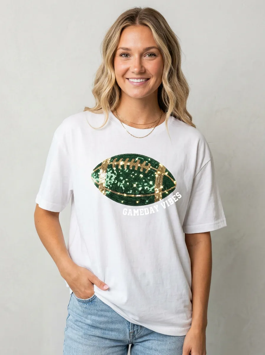 Women's Retro Inspired Gridiron Ball Game Day Crewneck T-Shirt
