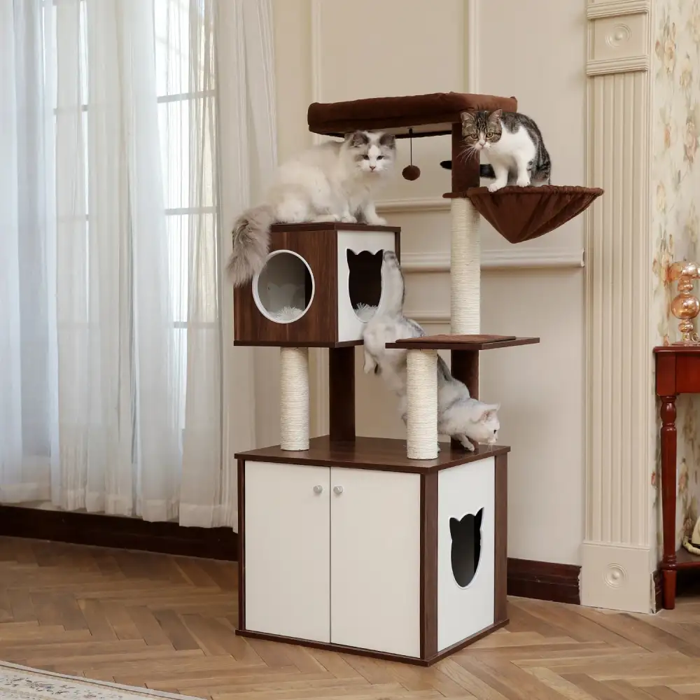 Medium-Sized Cat Tree With Multiple Components