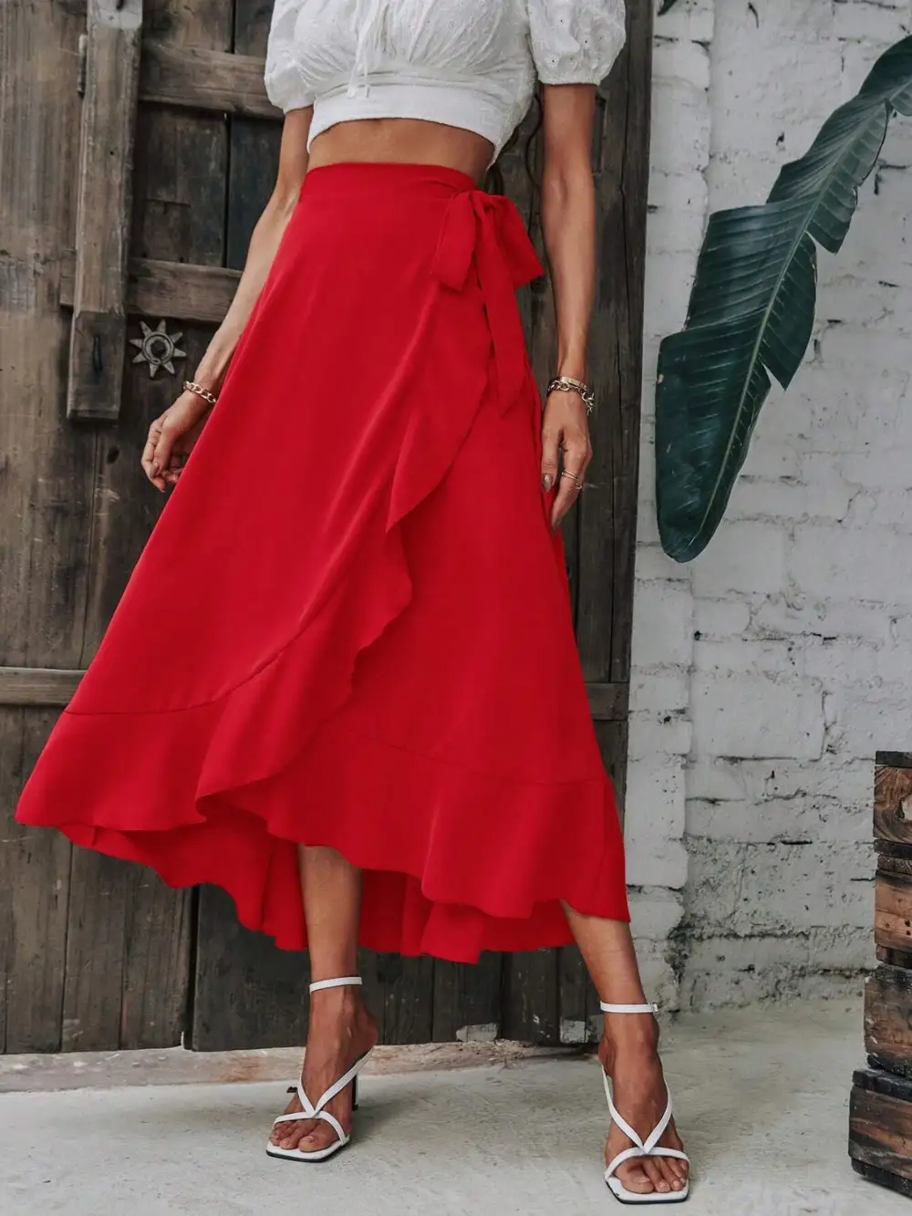 Ruffle Trim Tied Skirt