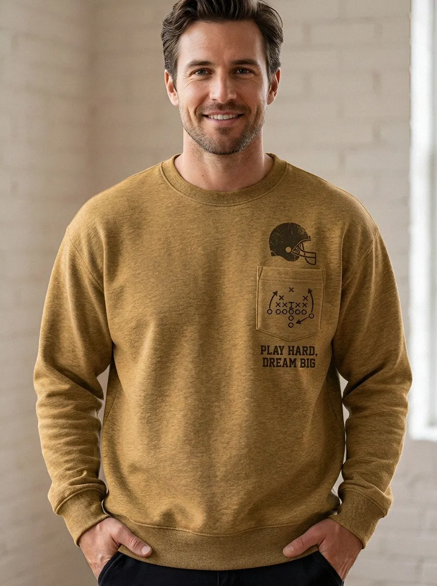 Men's Football Lover Play Hard Dream Big Helmet Printed Sweatshirt