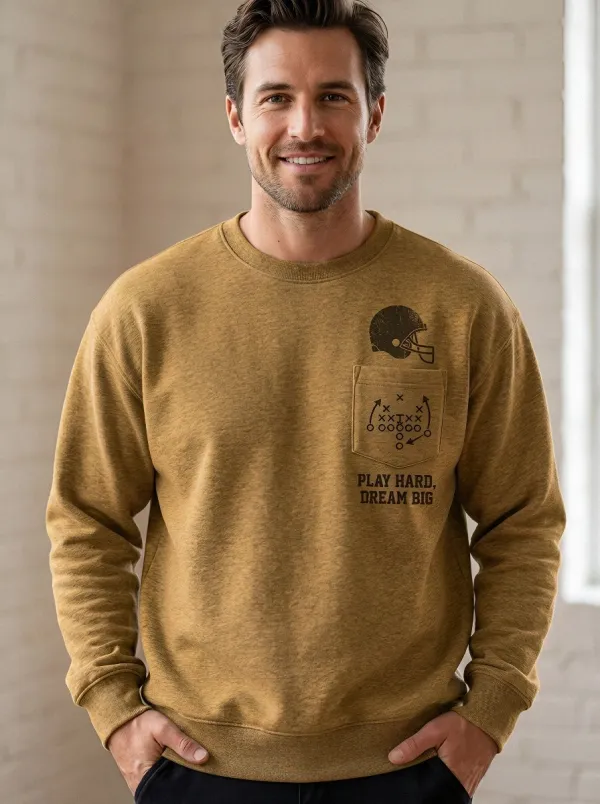 Men's Football Lover Play Hard Dream Big Helmet Printed Sweatshirt