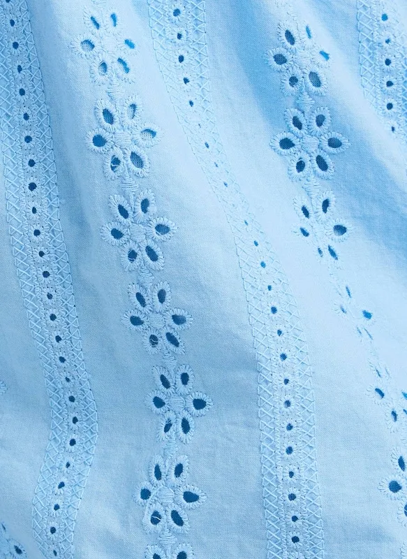 Blue Cotton Blend Drawstring Shorts