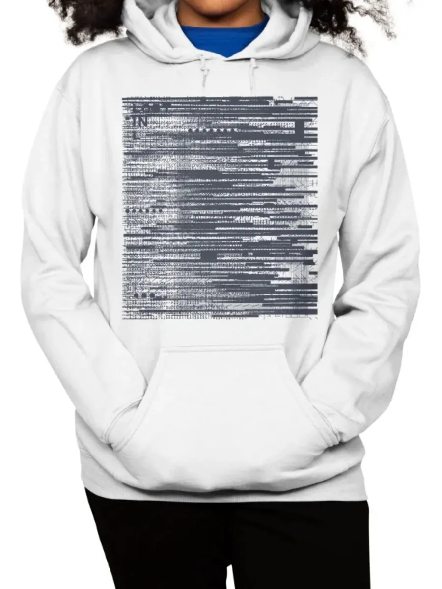 Abstract Glitch Line Art Hoodie