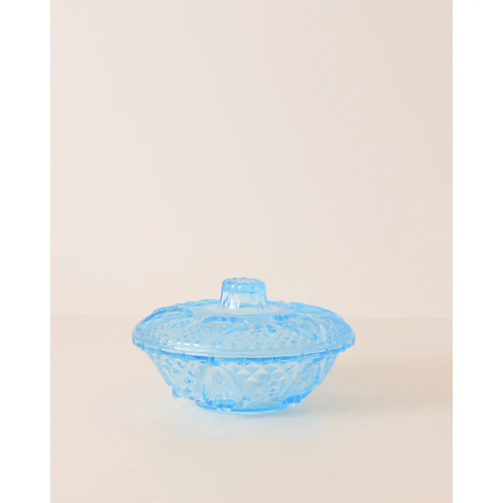Pressed Glass Candy Dish with Lid