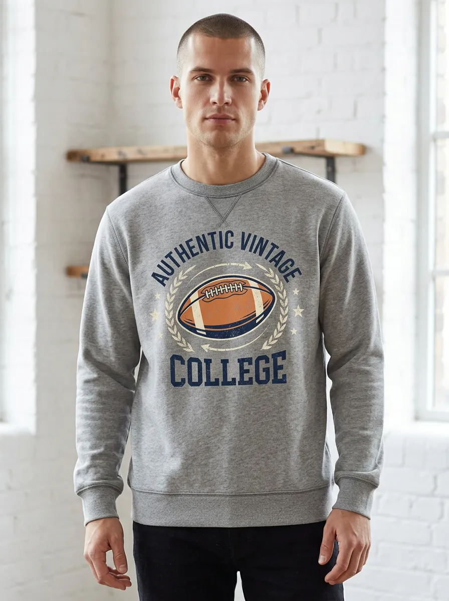 Men's American Football Vintage College Graphic Sweatshirt