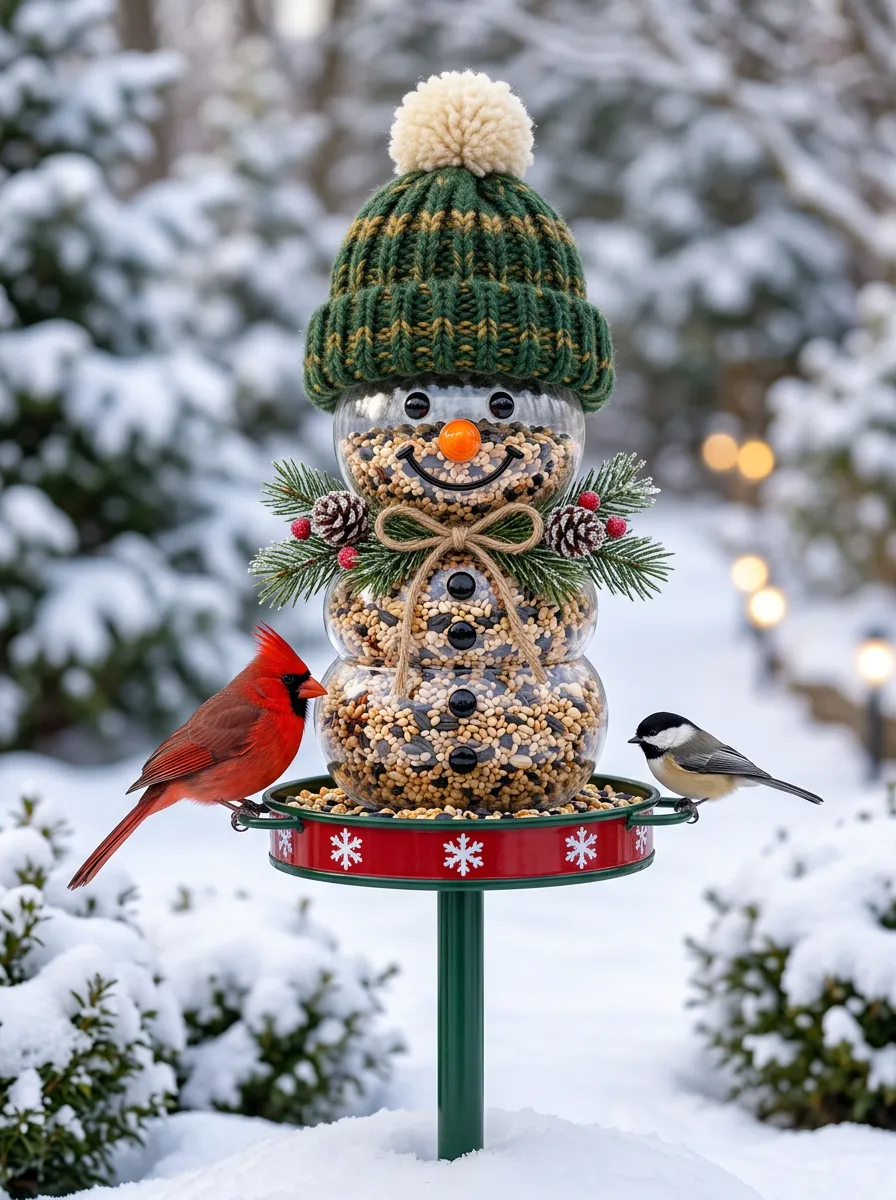Holiday Snowman Christmas Bird Feeder