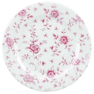 Vintage Cranberry Rose Chintz Plate
