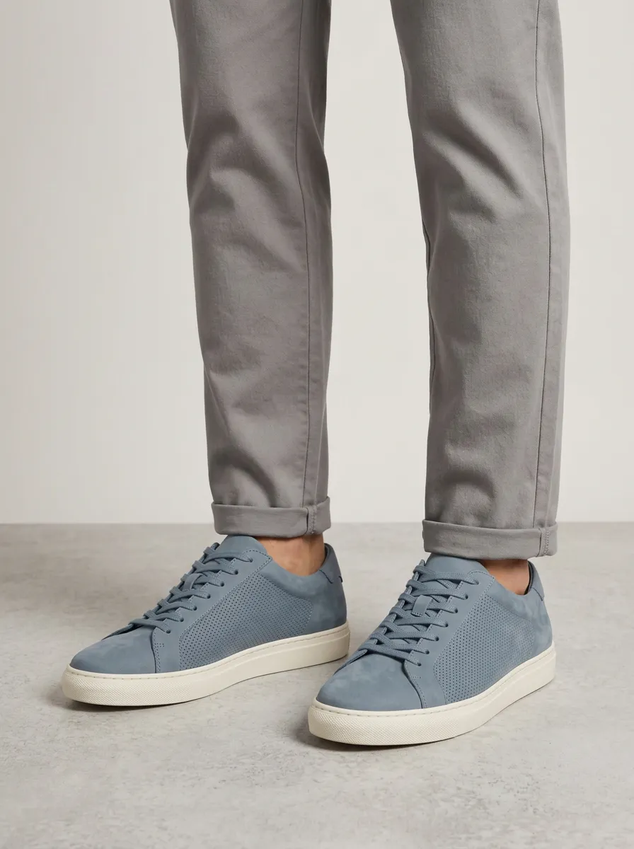 Men's Everyday Minimalist Perforated Suede Casual Sneakers