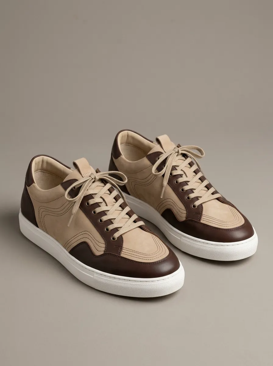 Men's Suede Leather Stitched Casual Sneakers