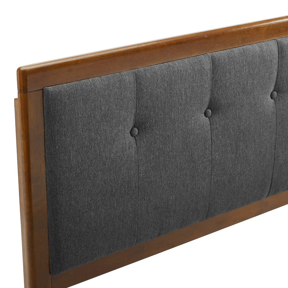 Tufted Fabric and Wood Headboard Contemporary Home Design