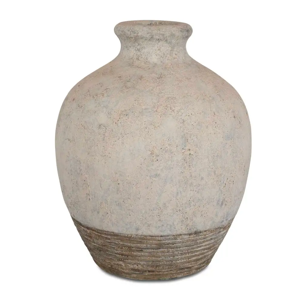 Rustic Concrete Ribbed Vase