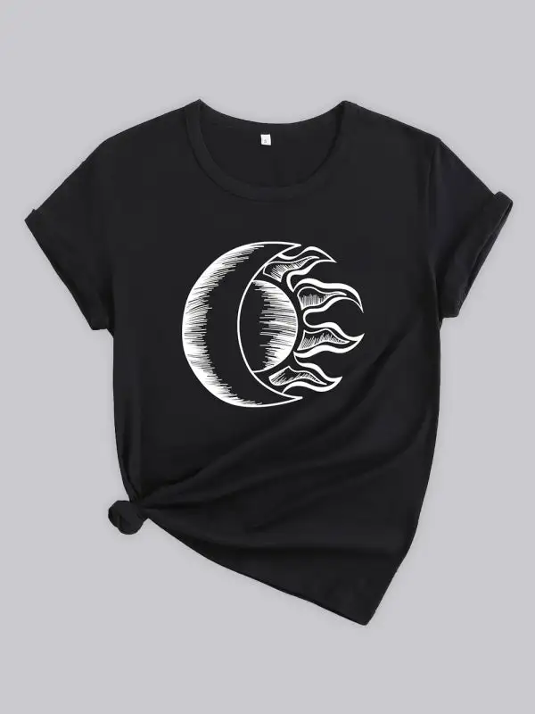 Casual Round-Neck Collared Short-Sleeve Knit T-Shirt