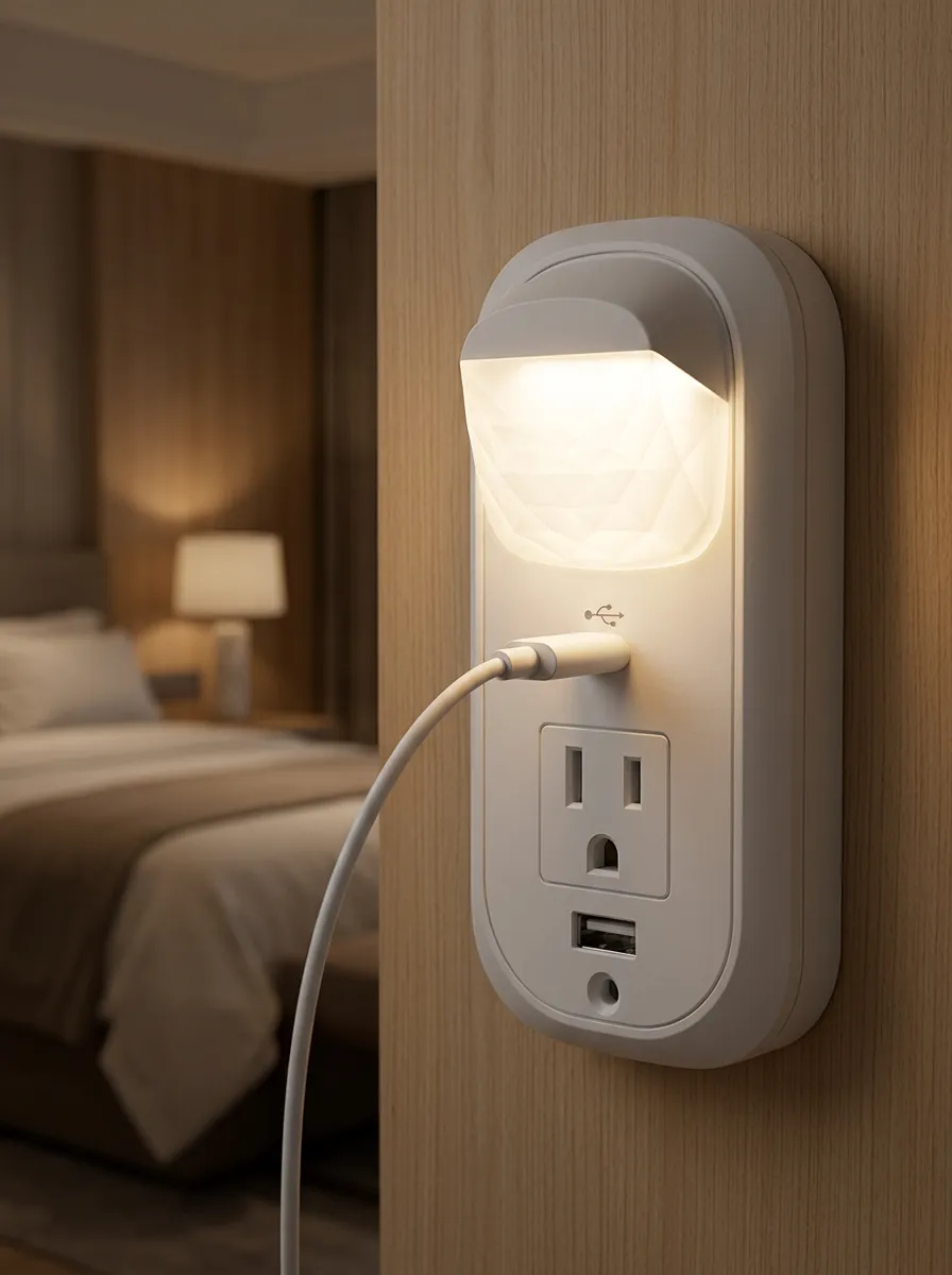 Home Bedroom USB Charging Geometric LED Outlet Cover