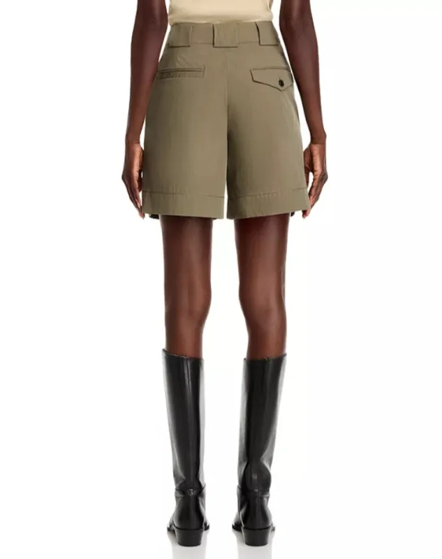 Pleated Cotton Nylon Shorts
