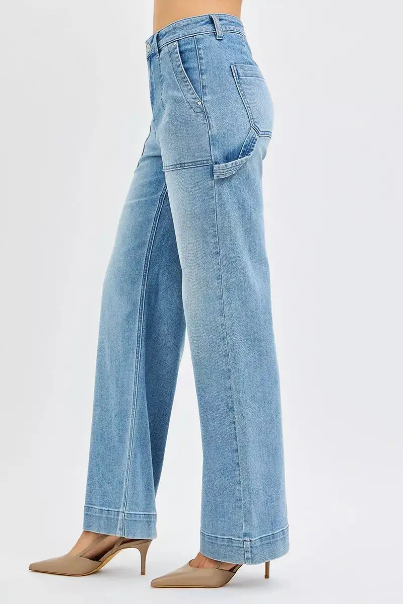 Full Size High Rise Straight Leg Jeans With Front Pockets Plus Size