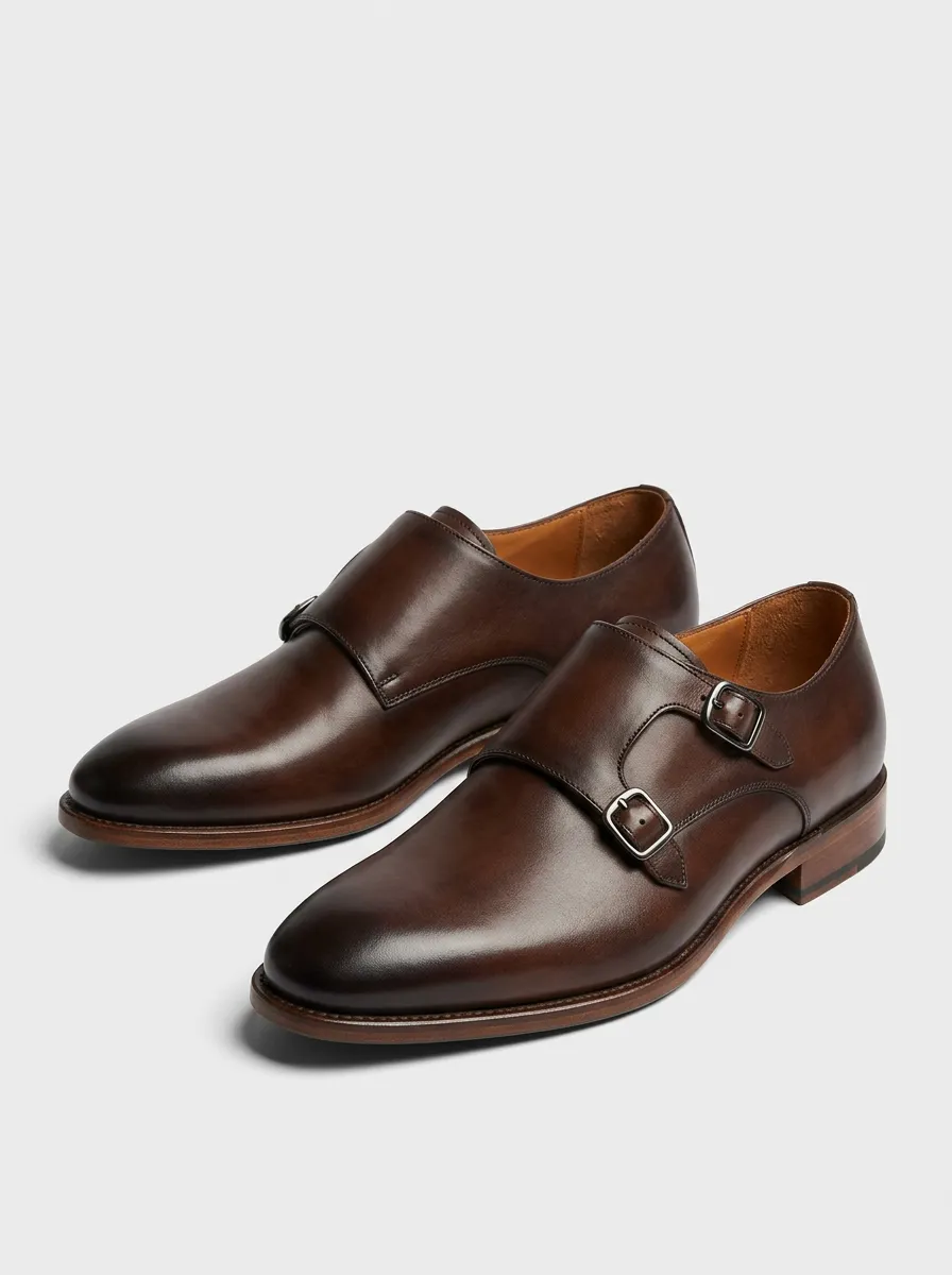 Men's Weekend Classic Business Leather Double Monk Strap Shoes