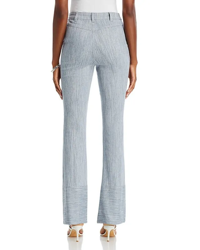Lace Pintucked Cotton Flare Leg Pants