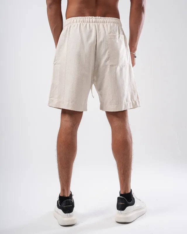 Striped Linen Blend Pull On Shorts