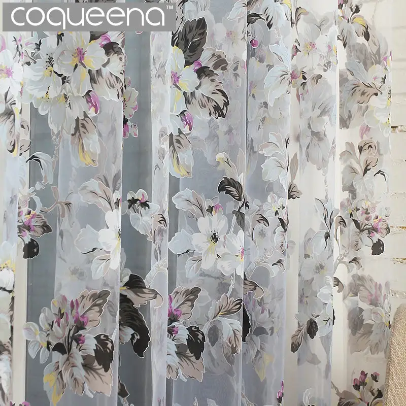 Decorative Floral Sheer Curtain Panel