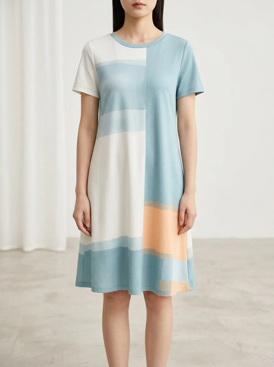 Women's Block Print Shift Dress
