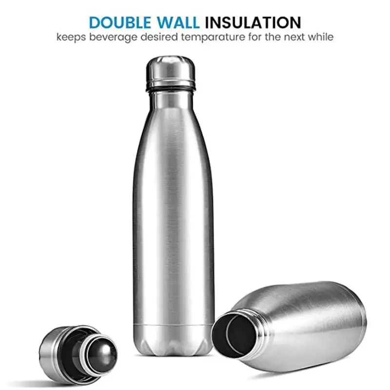 Hot & Cold Double Wall Vacuum Insulated Stainless Steel Water Bottle (1000 ml, Silver)