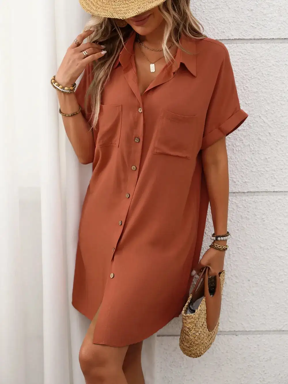 Easy Mini Button Front Dress