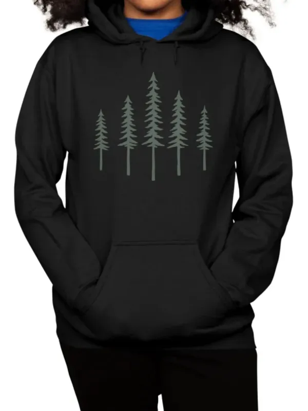 Simple Tree Line Pullover Hoodie