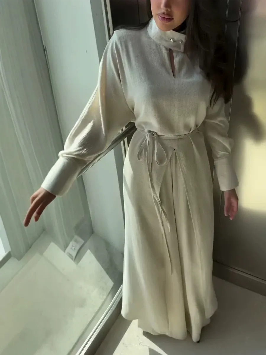 Helena Long-Sleeve Top and High-Waisted Wide-Leg Pants Set