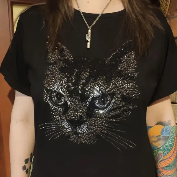 Cat Diamond Graphic T-Shirt