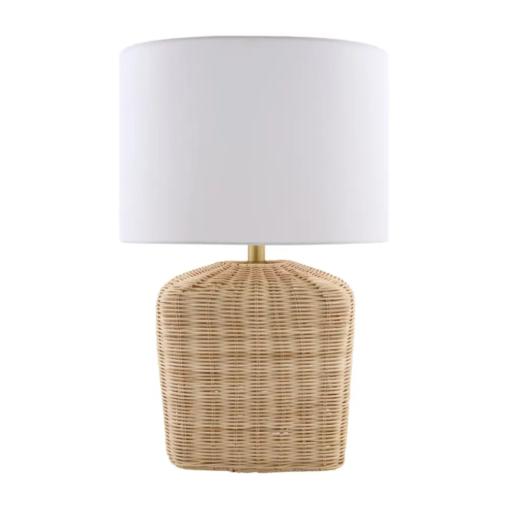 Rattan Base Linen Table Lamp