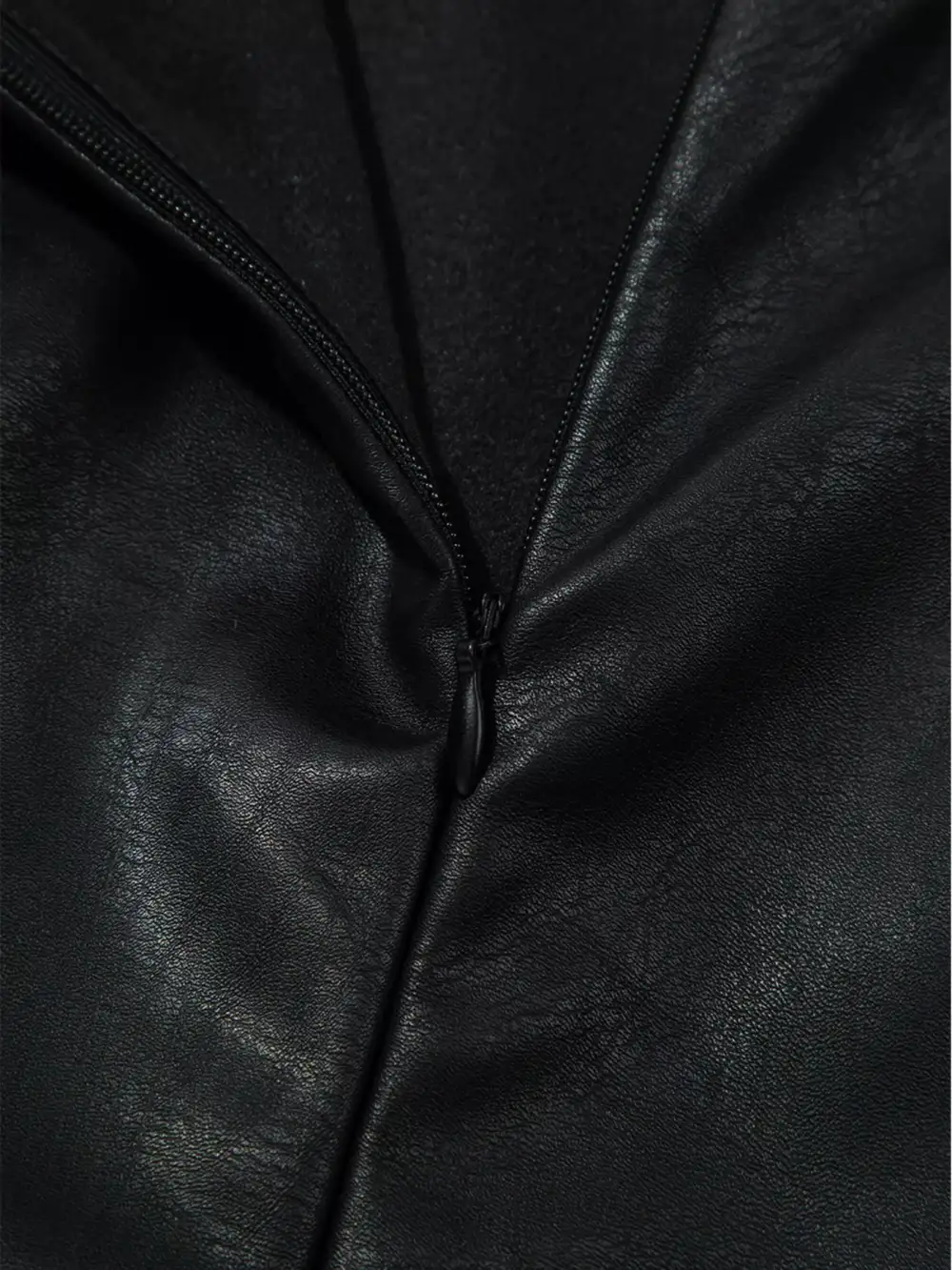 Layered Detail Faux Leather Sleeveless Mini Dress