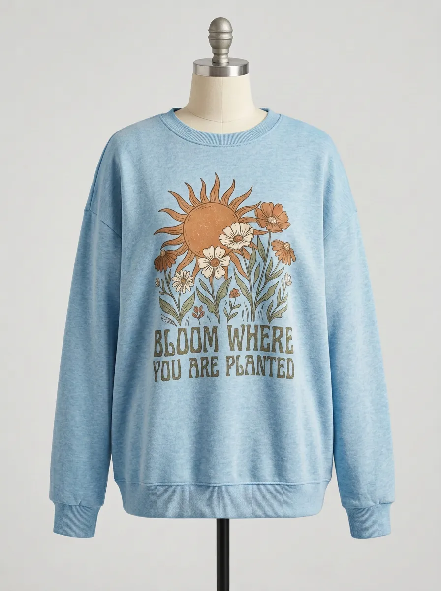 Boho Sun Flower Bloom Where You Are Planted Sweatshirt