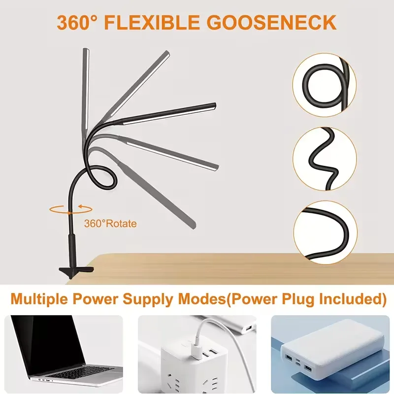 Flexible Neck Clip-On LED Lamp