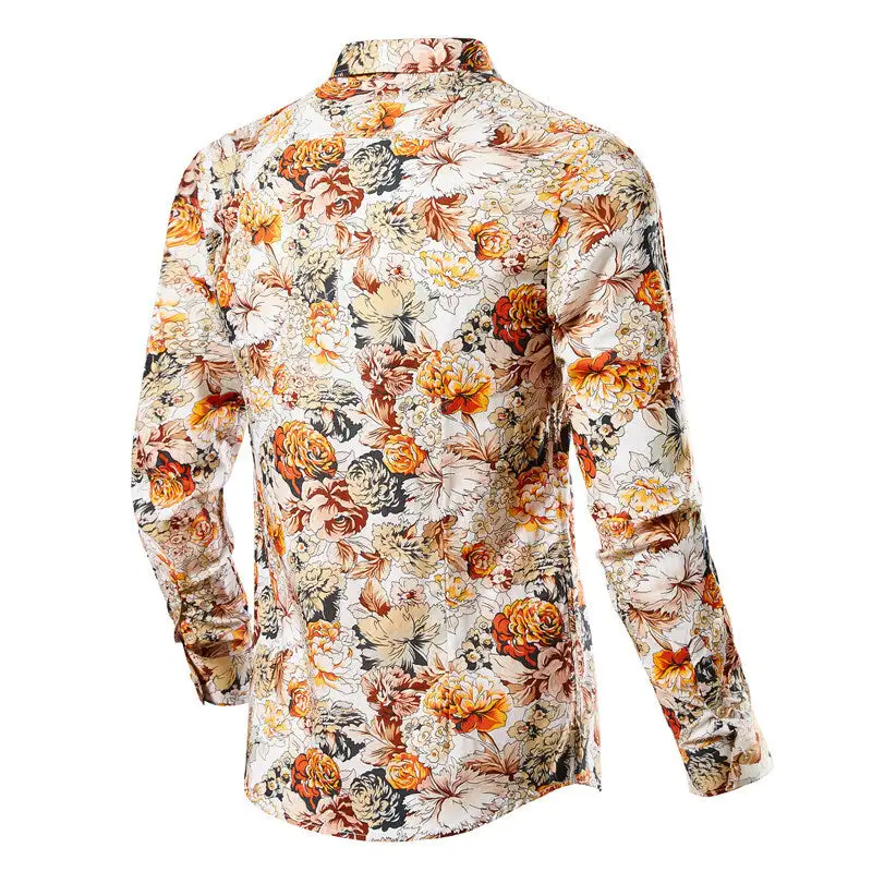 Men's Narrow-cut Floral Shirt With Classic Collar And Full Button Placket
