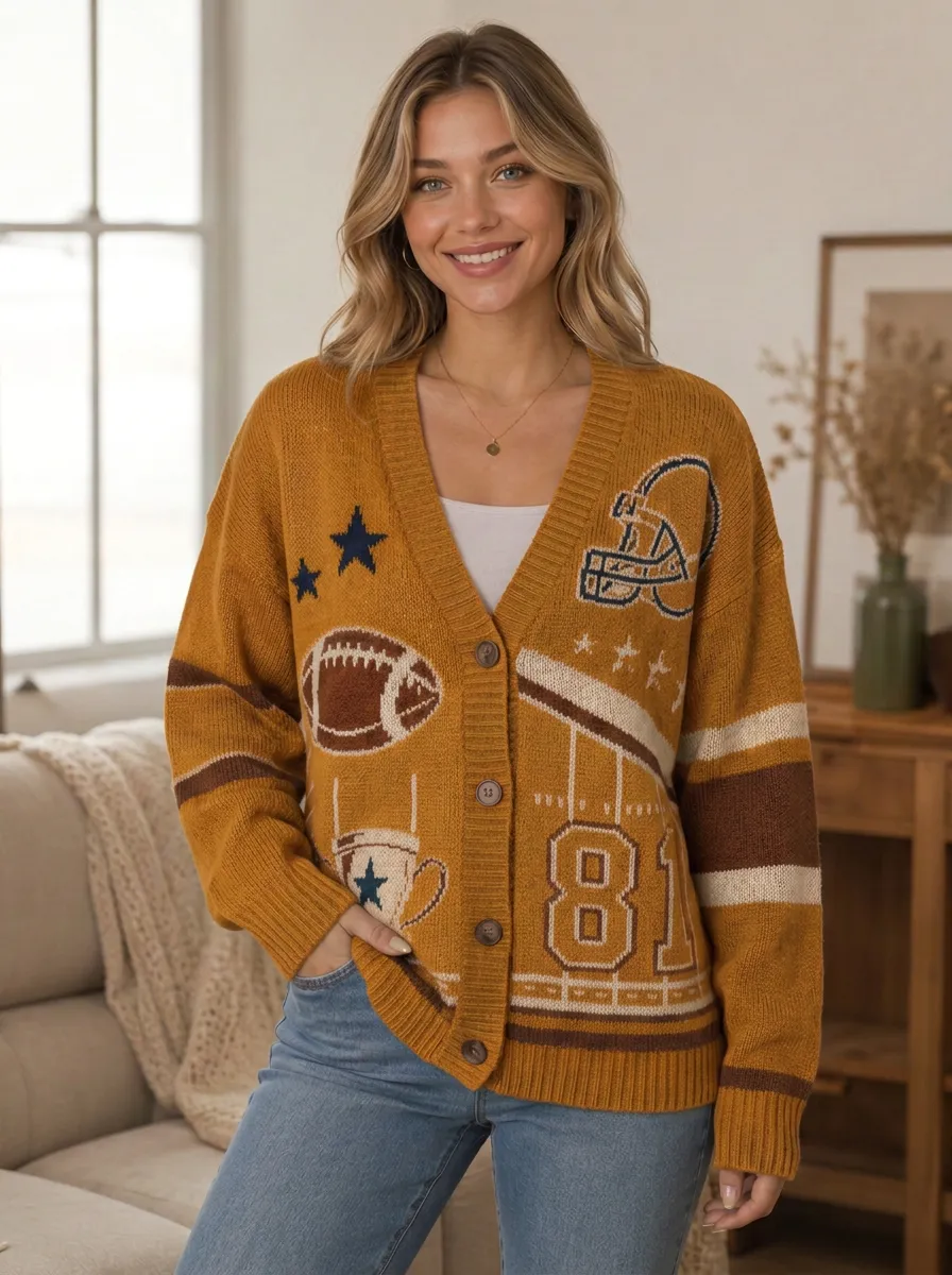 Women's Heritage Football Helmet Knit Knit Cardigan