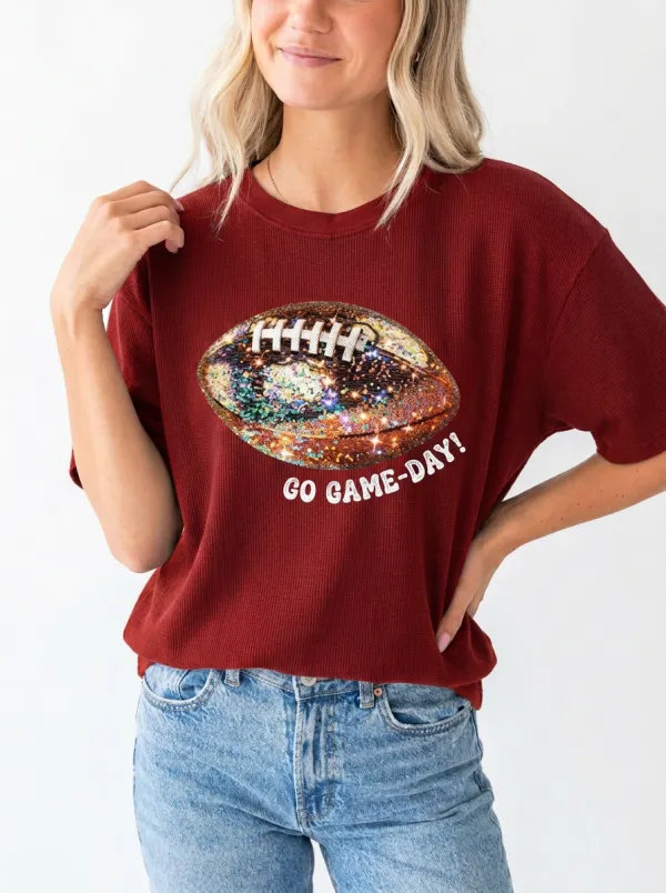 Women's Gridiron Ball Sparkle Love Crewneck T-Shirt